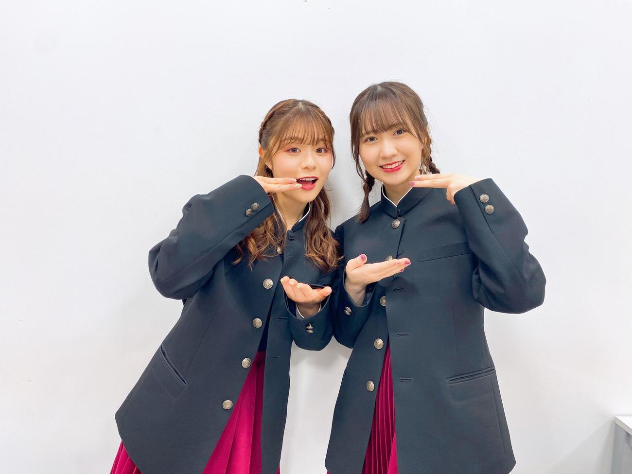 今年からNGT48らーめん部に入部した清司麗菜(左）と對馬優菜子
