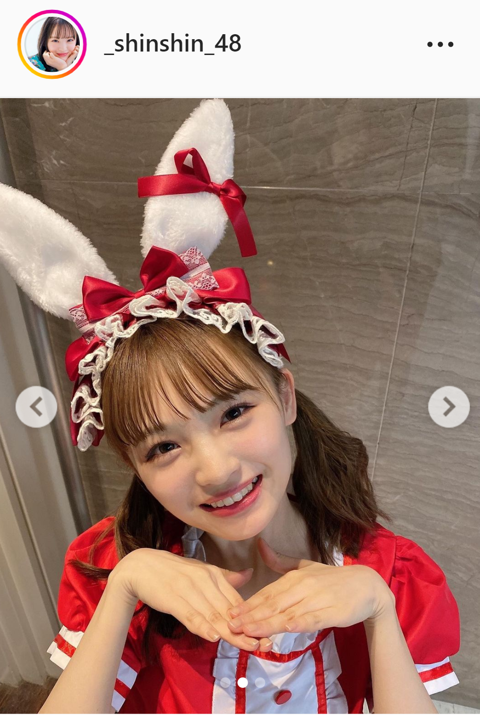 うさぎ耳にメイド服姿を披露した新澤菜央（インスタグラムより）