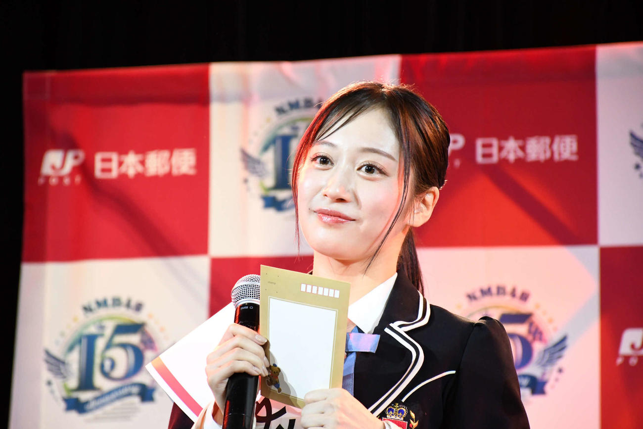 手紙文化振興アンバサダーに就任したNMB48川上千尋（撮影・阪口孝志）