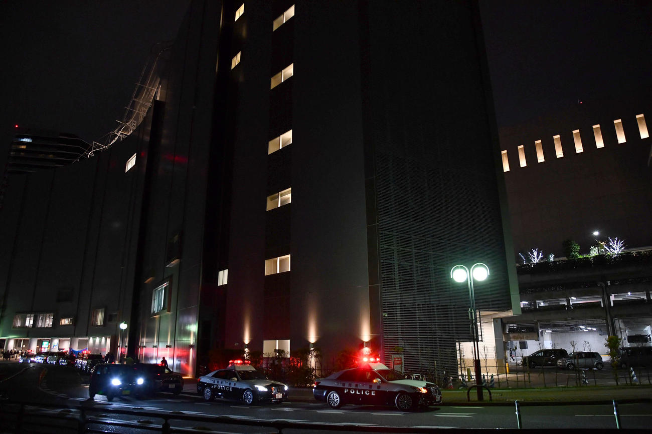 刺傷事件が起きた福岡市中央区の現場（撮影・岩下翔太）