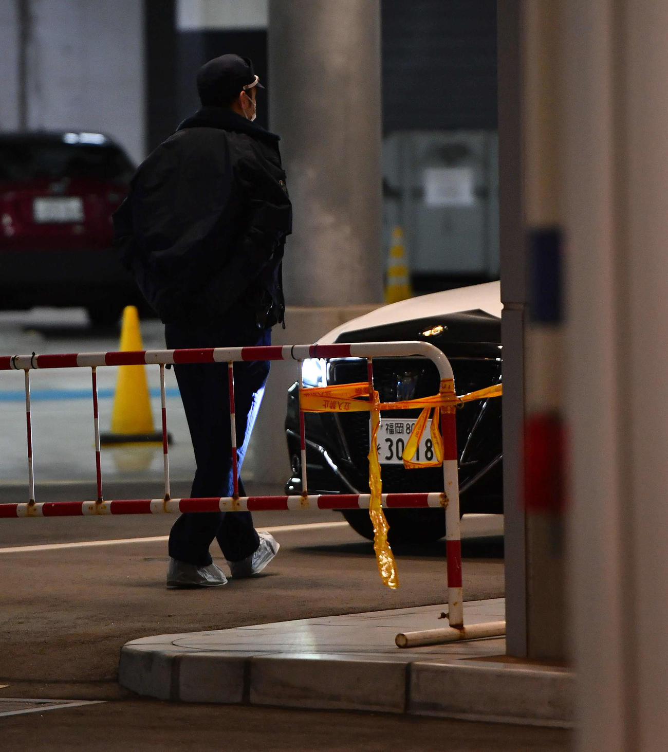 刺傷事件が起きた福岡市中央区の現場（撮影・岩下翔太）