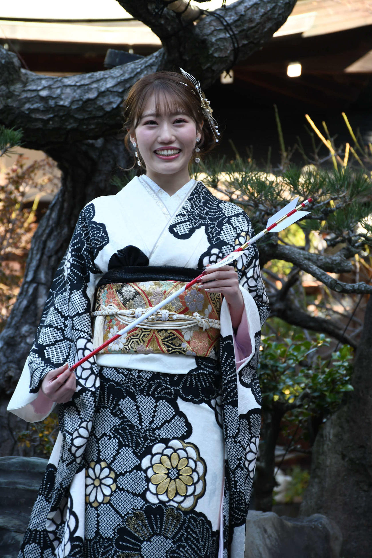 成人式を迎えたNMB48福野杏実（撮影・阪口孝志）