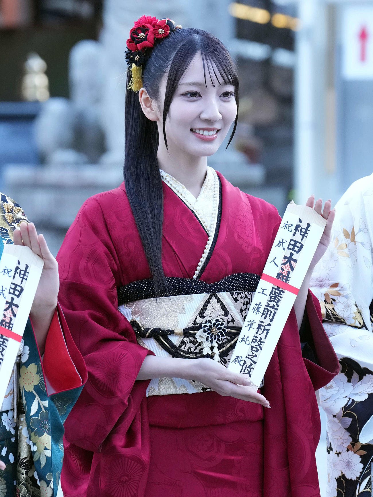 笑顔を見せる工藤華純（撮影・たえ見朱実）