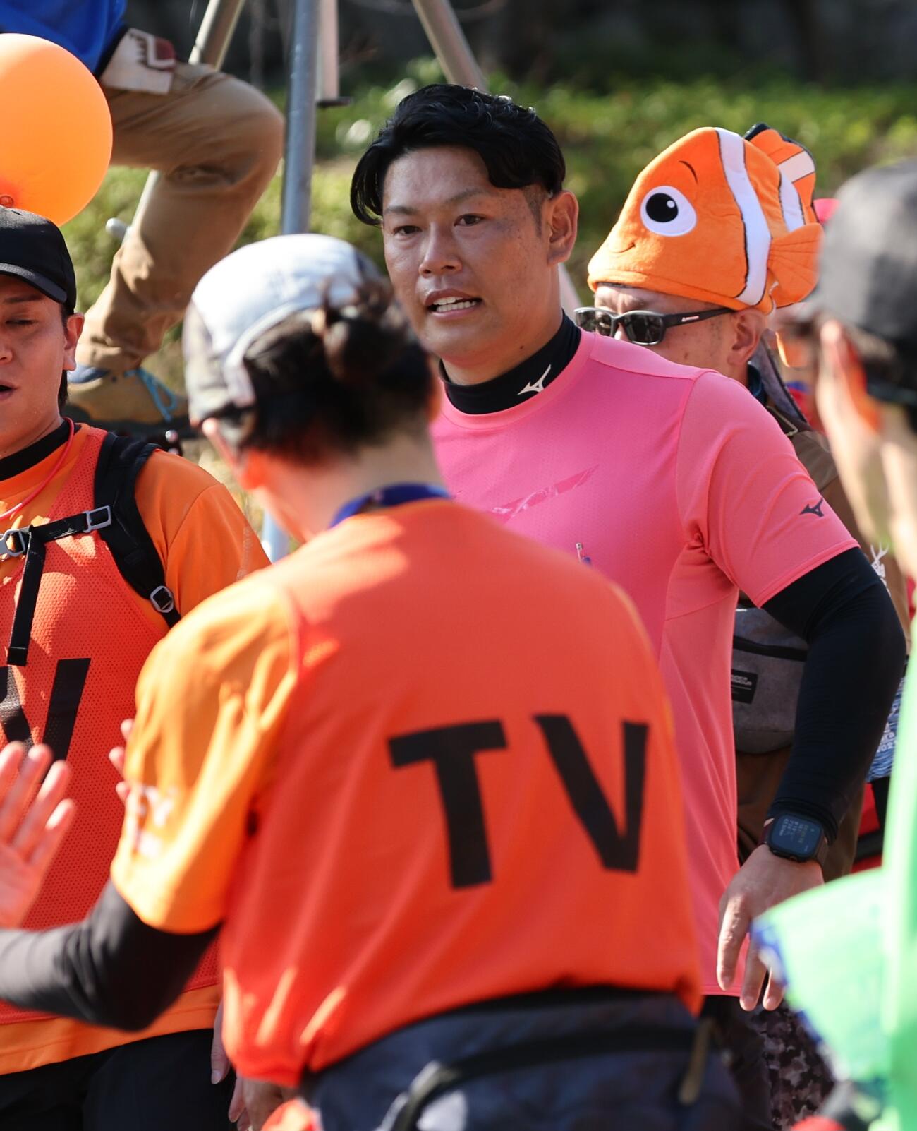 大阪マラソンをゴールした元阪神の原口文仁氏（撮影・西尾就之）