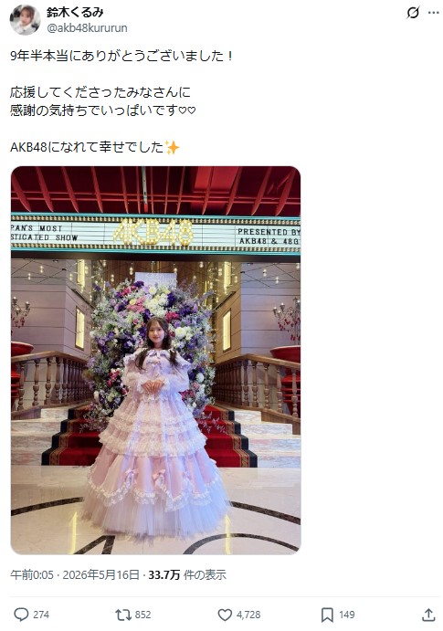 AKB48鈴木くるみのXから