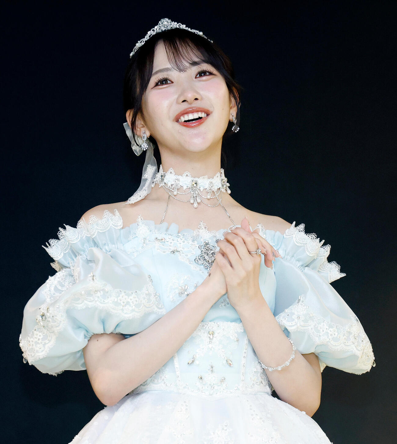 STU48石田千穂卒業コンサート　終了後、囲み取材に応じる石田千穂（撮影・山本朝陽）