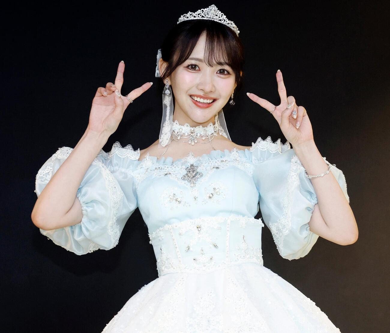 STU48石田千穂卒業コンサート　終了後、囲み取材でフォトセッションを行った石田千穂（撮影・山本朝陽）