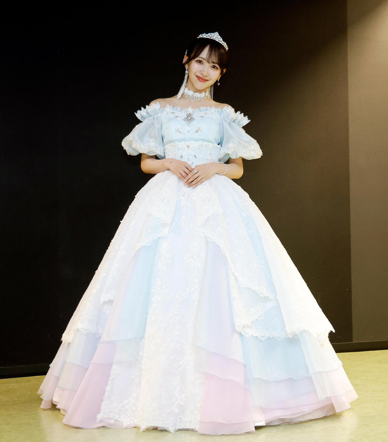 STU48石田千穂卒業コンサート　終了後、囲み取材でフォトセッションを行った石田千穂（撮影・山本朝陽）