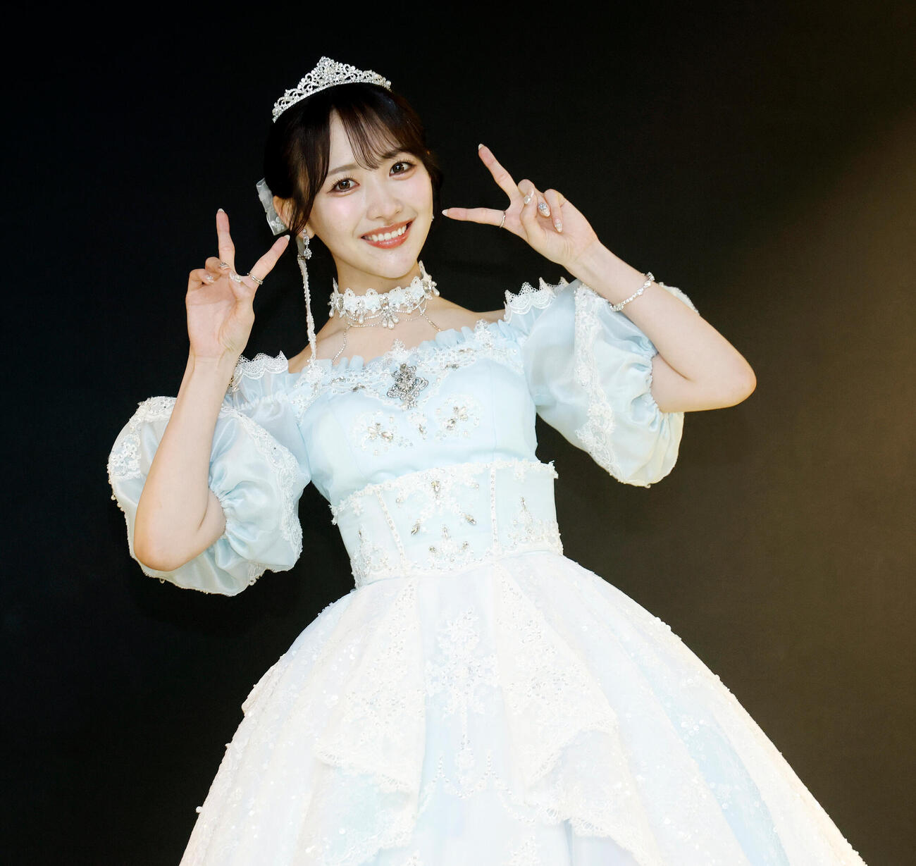 STU48石田千穂卒業コンサート　終了後、囲み取材でフォトセッションを行った石田千穂（撮影・山本朝陽）