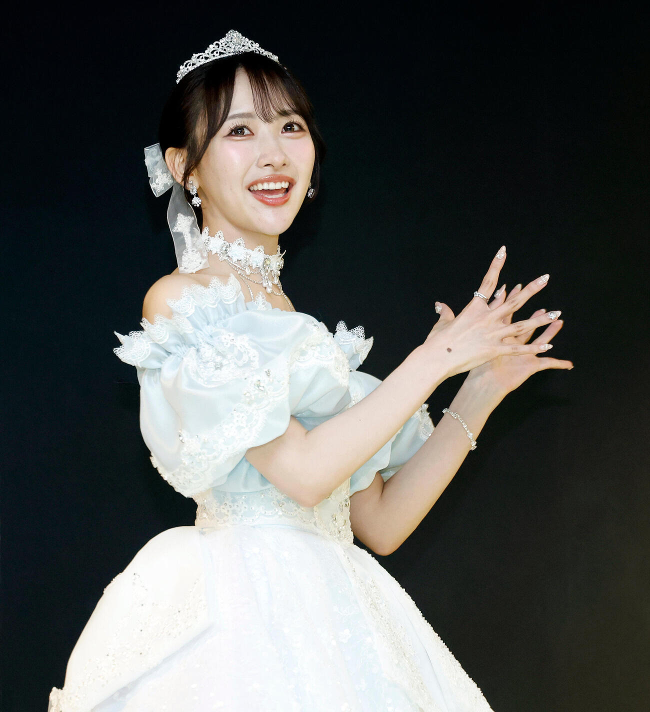 STU48石田千穂卒業コンサート　終了後、囲み取材に応じる石田千穂（撮影・山本朝陽）