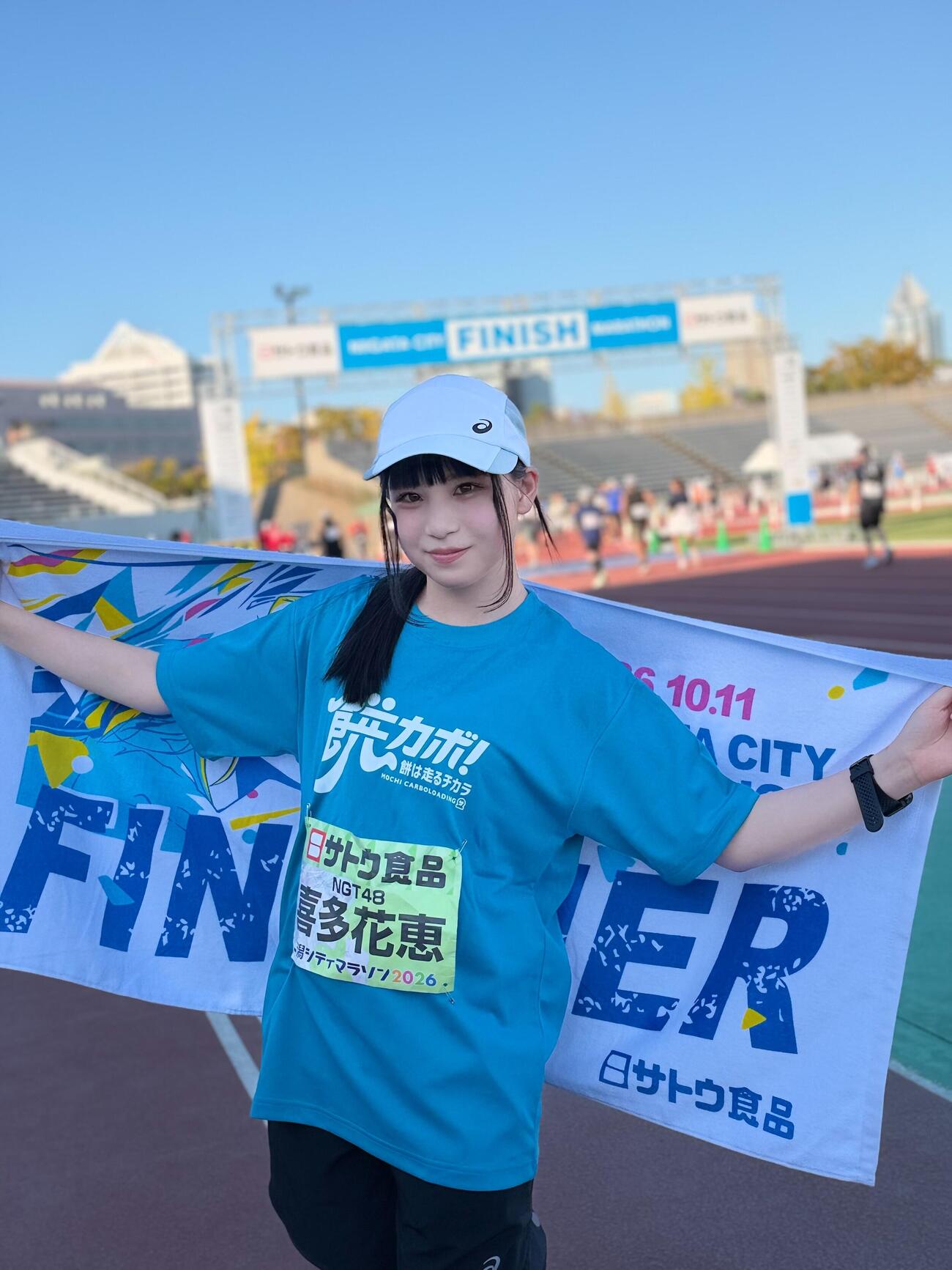 「新潟シティマラソン」でフルマラソンを完走したNGT48喜多花恵（C）Flora