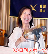 外国特派員協会で会見した河瀬直美監督（撮影・小林千穂）
