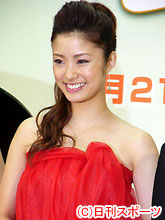 「ピアノの森」の完成披露試写会に出席した上戸彩（撮影・近藤由美子）