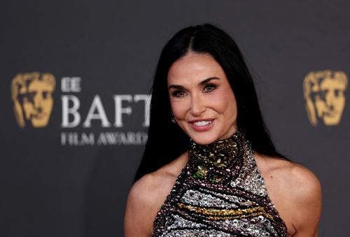 英アカデミー賞　「サブスタンス」主演のデミ・ムーア（2025年2月撮影）（ロイター）