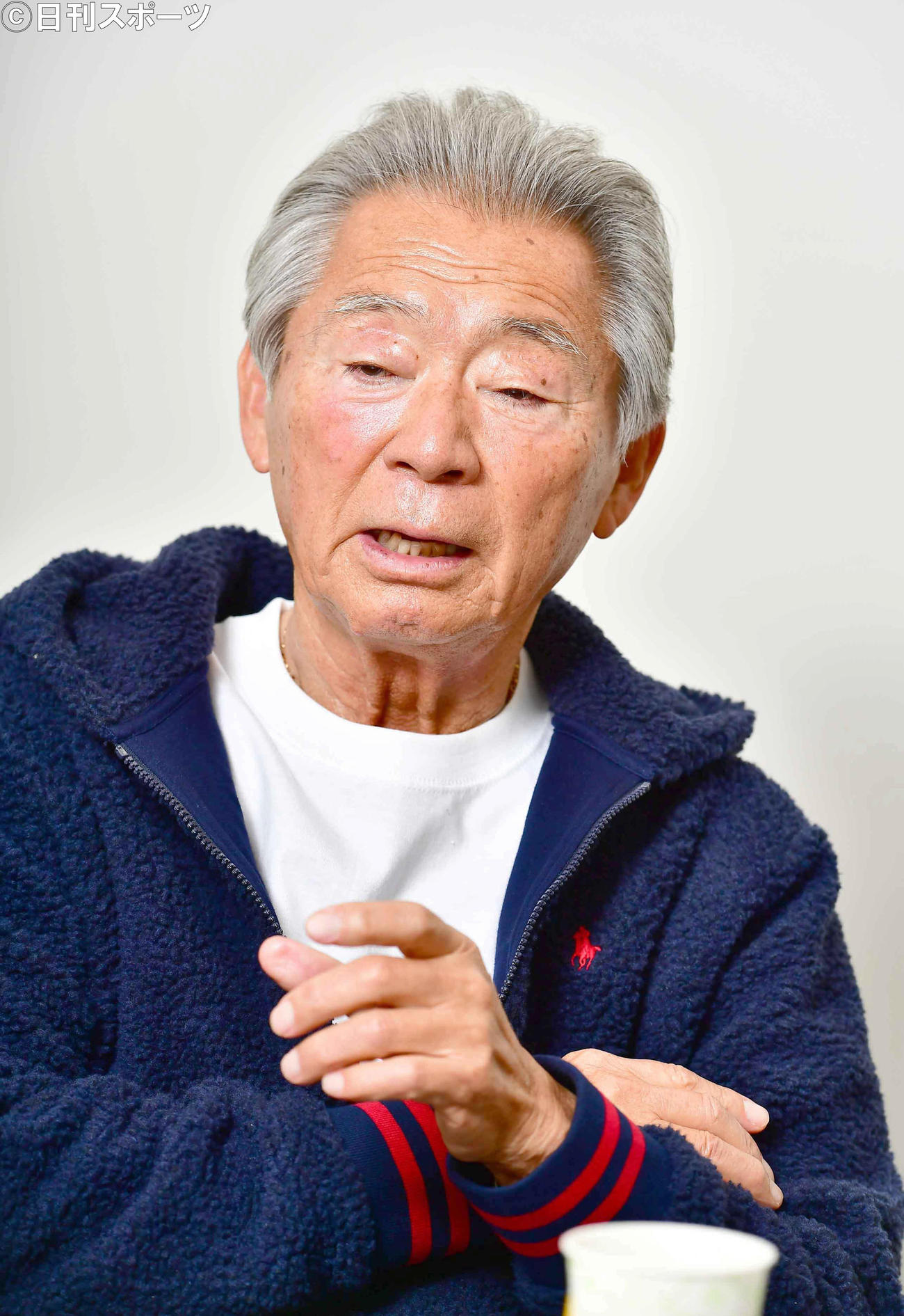 「こつこつと頑張っていきましょう」と語るみのもんた（撮影・小沢裕）