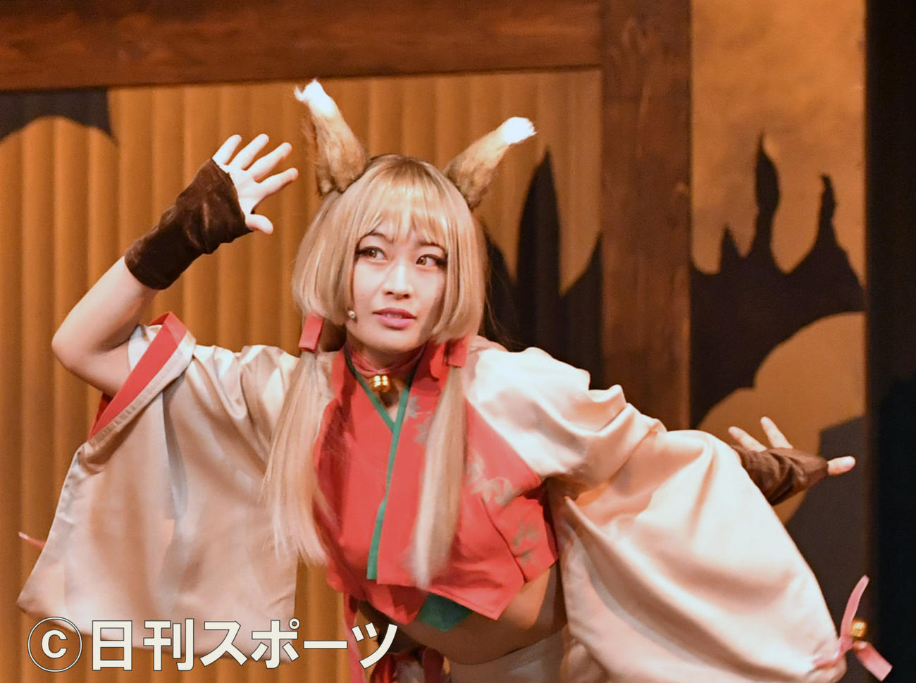 舞台「剣が君－残桜の舞」で演じるマダラ役の根岸可蓮（撮影・柴田隆二）