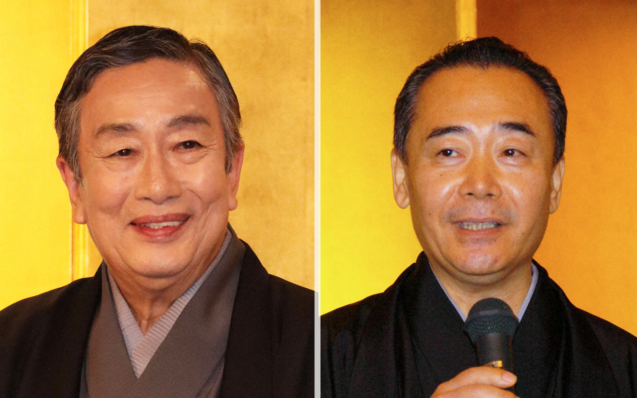 人間国宝に認定された歌舞伎の中村歌六（左）と落語の五街道雲助