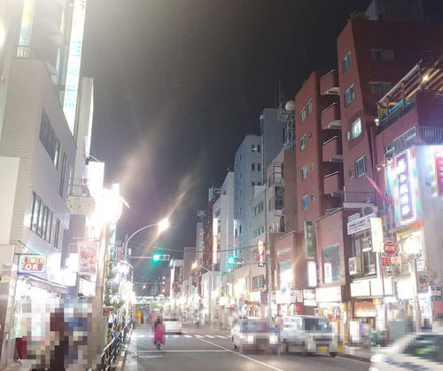 新宿・大久保通り、大久保駅と新大久保駅の間の未明でもネオンがギラギラ輝くエリア。歩行者は外国人のほうが多いと思われるほどで、アジア各国系の飲食店も非常に多い「多国籍タウン」状態になっている（※写真と本文に直接的関係はありません）