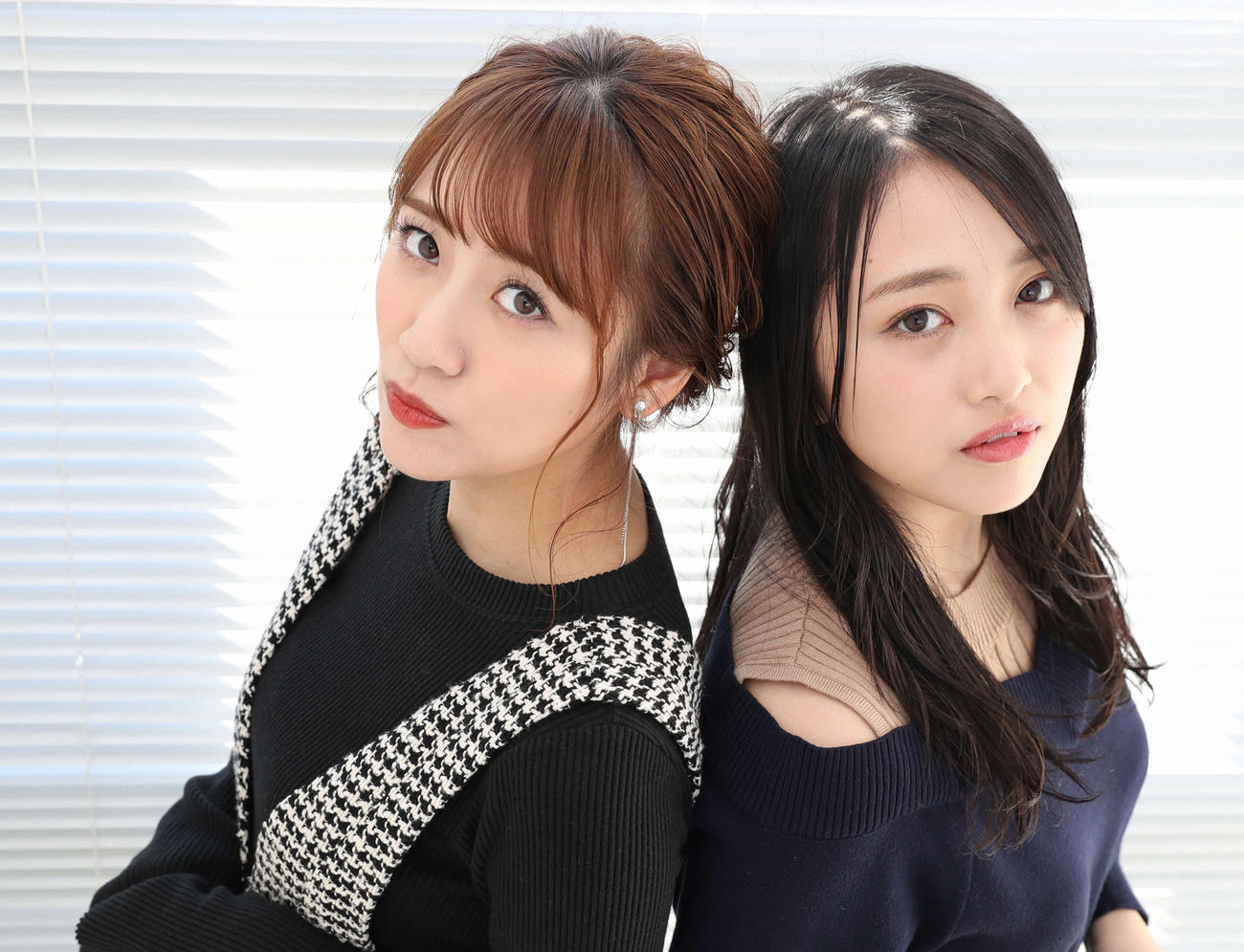 48グループについて語った向井地美音（右）と高橋みなみ（撮影・河野匠）