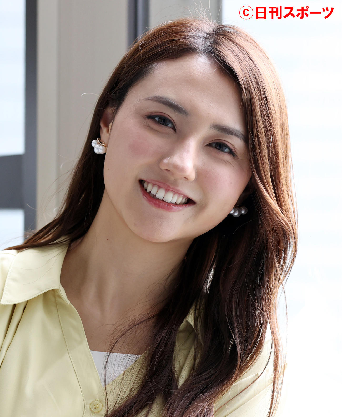 表情や言葉に柔和な雰囲気を感じさせるTBS山形純菜アナウンサー（撮影・狩俣裕三）