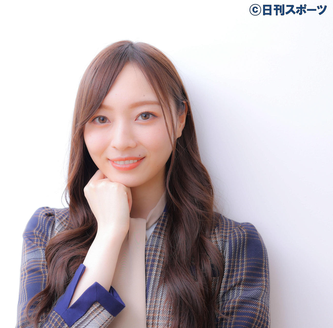 TBS系情報番組「THE TIME，」の月曜レギュラーとして朝を彩る梅澤美波（撮影・河田真司）