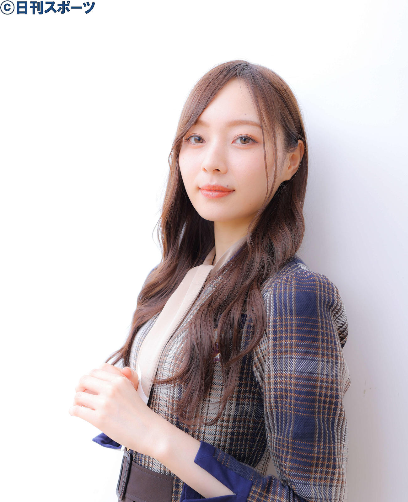 TBS系情報番組「THE TIME，」の月曜レギュラーとして朝を彩る梅澤美波（撮影・河田真司）