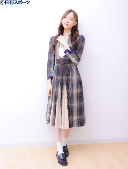 TBS系情報番組「THE TIME，」の月曜レギュラーとして朝を彩る梅澤美波（撮影・河田真司）