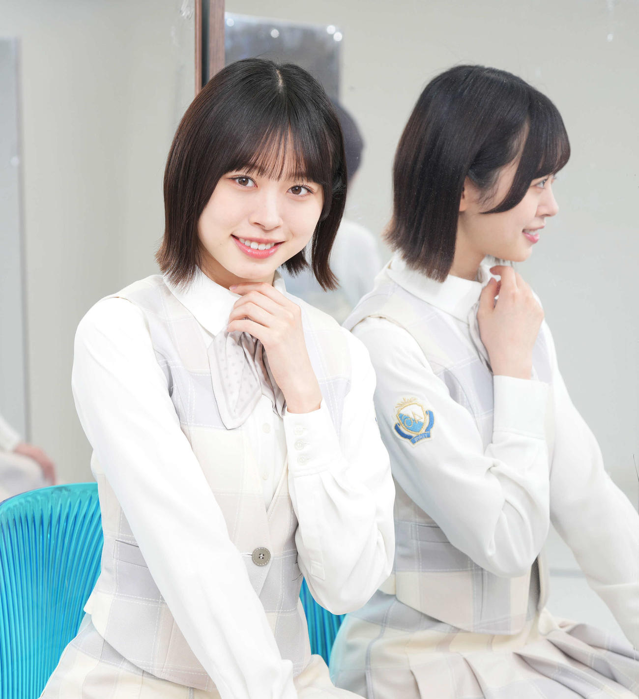 ポーズを決める日向坂46高橋未来虹（24年6月27日、撮影・小沢裕）
