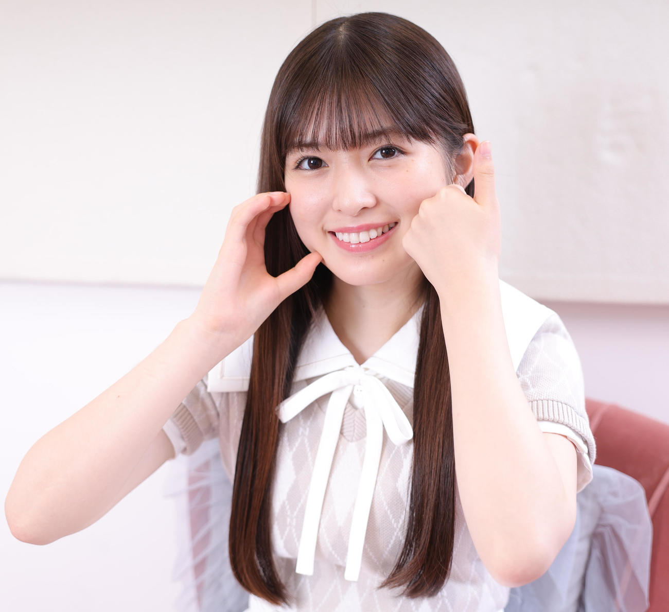 新曲「チートデイ」で初のフロントを務める乃木坂46の小川彩（撮影・野上伸悟）