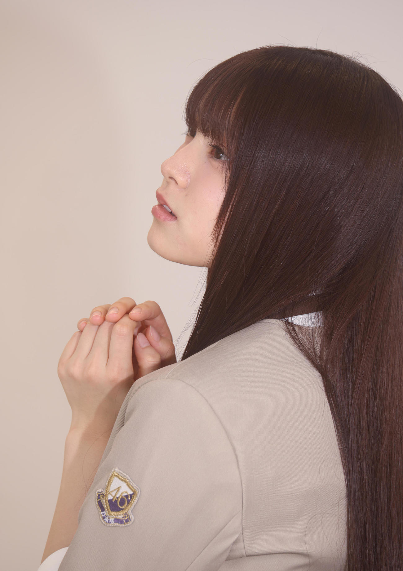 緊張せずに優しい表情を見せる乃木坂46の森平麗心（撮影・中島郁夫）