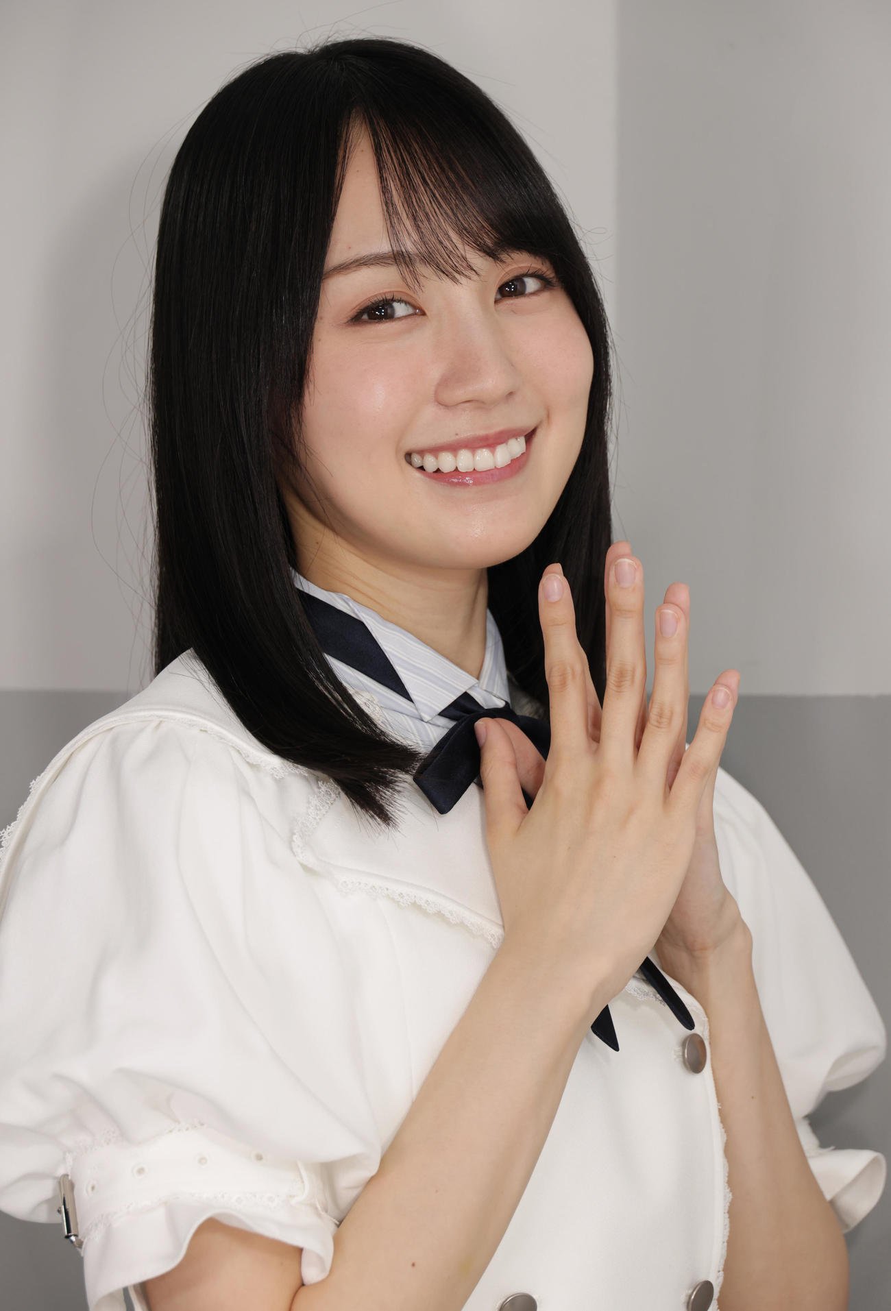 ライブへの意気込みなどを語る乃木坂46の賀喜遥香（撮影・中島郁夫）