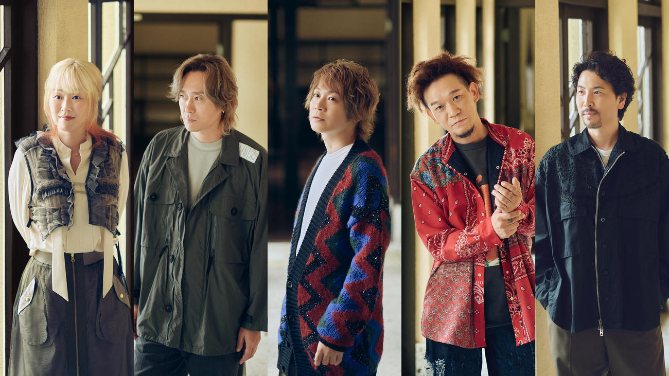 Aqua Timezの、左からmayuko、大介、太志、OKP－STAR、TASSHI