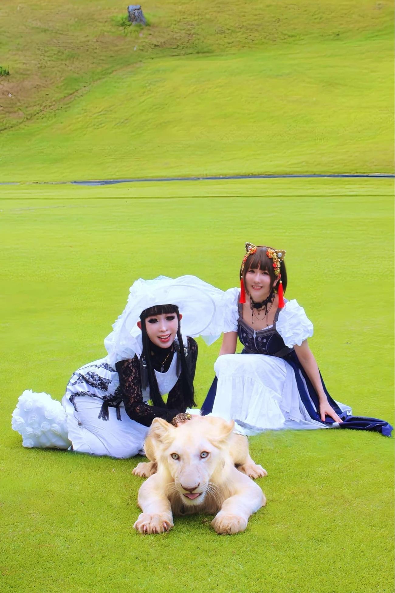 KinGOOの左からプリンセス天功、ホワイトライオンのKING、yukat