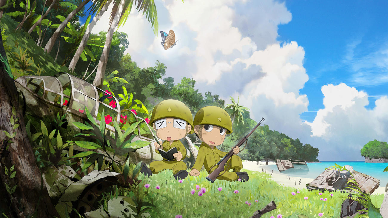 アニメ映画「ペリリューー楽園のゲルニカー」で板垣李光人が演じる田丸均一等兵（左）（C）武田一義・白泉社／2025「ペリリュー－楽園のゲルニカ－」製
作委員会