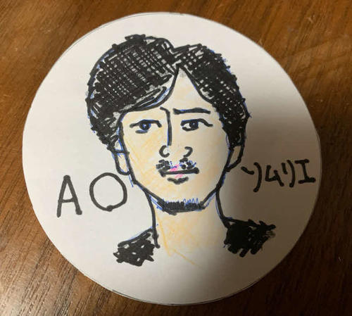 谷監督が描いた渋江譲二の似顔絵