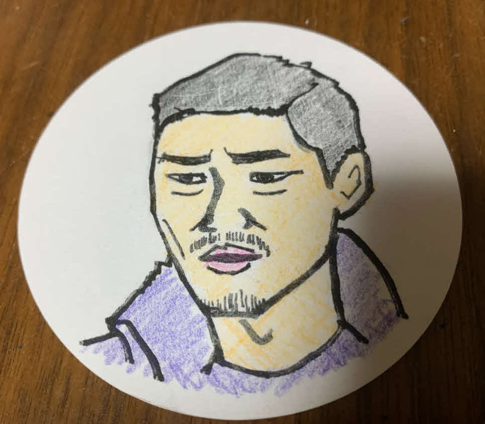 谷健二氏が描いた毎熊克哉の似顔絵