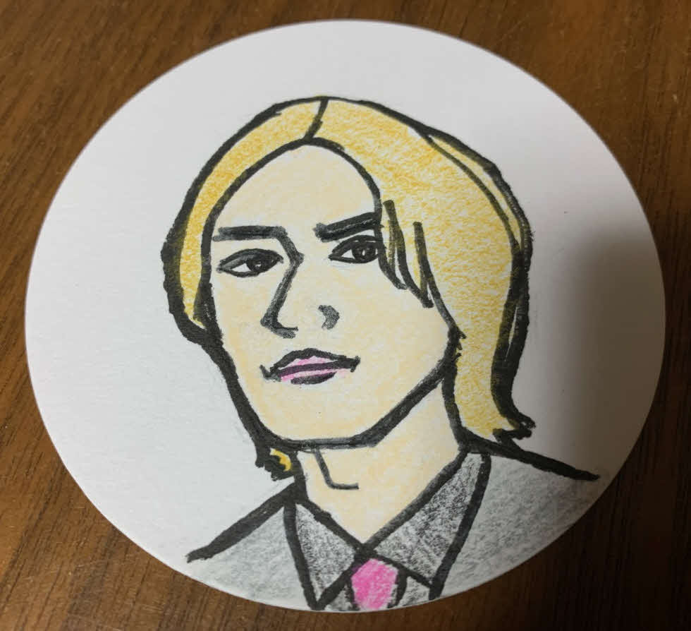 映画監督谷健二氏が描いた犬飼貴丈の似顔絵　