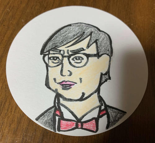 映画監督谷健二氏が描いた、おいでやす小田の似顔絵