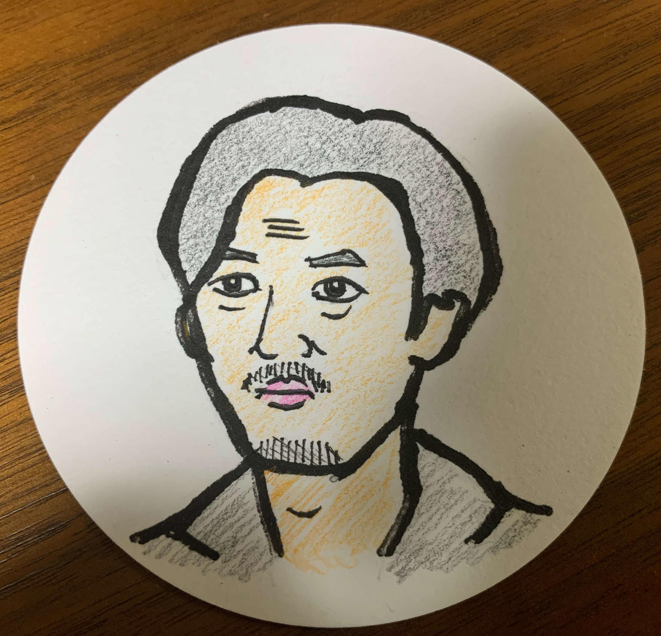 映画監督谷健二氏が描いた岡部たかしの似顔絵