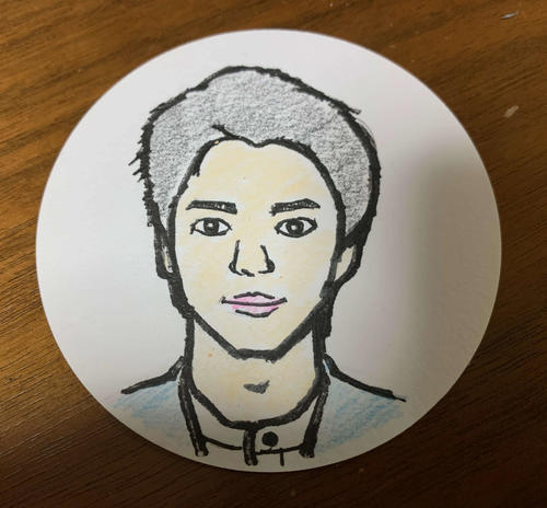 映画監督谷健二氏が描いた木戸大聖の似顔絵　