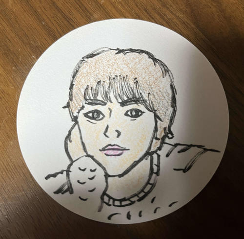 映画監督谷健二氏が描いた山下幸輝の似顔絵　