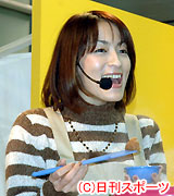 低カロリーパン新製品発表イベントに出演した水野裕子（撮影・赤塚辰浩）