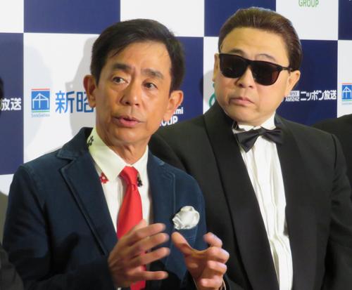 インタビューに応える栗田貫一（左）コージー富田