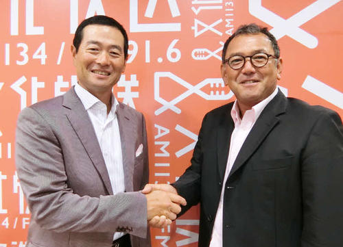 文化放送「Ｔｈｅ　Ｎｅｗｓ　Ｍａｓｔｅｒｓ　ＴＯＫＹＯ」内のコーナー「マスターズインタビュー」の収録を行った、桑田真澄氏（左）とタケ小山（Ｃ）文化放送
