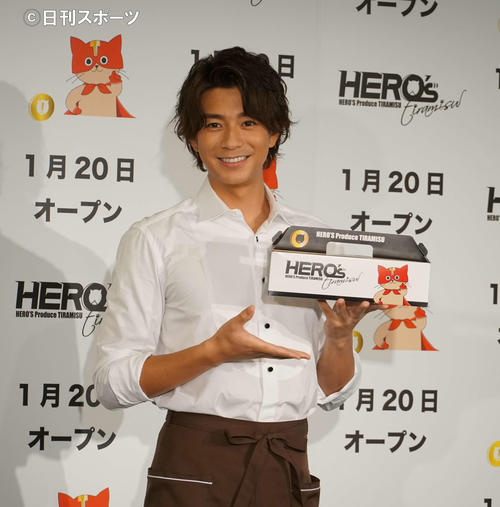 ティラミス専門店「HERO’s」初出店記念イベントに出席した三浦翔平（撮影・遠藤尚子）