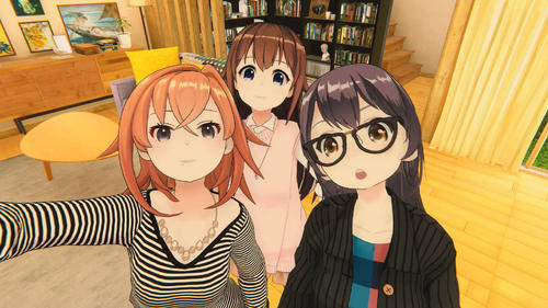 女優として出演するVTuber。左から猿楽町双葉、ときのそら、響木アオ(C)「四月一日さん家の」製作委員会