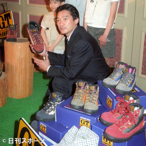 靴メーカー「ホーキンス」のCMキャラクターに選ばれた萩原健一さん（1997年4月21日撮影）