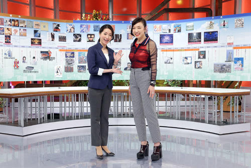 テレビ東京系「ワールドビジネスサテライト」に出演する大江麻理子アナ（左）と松任谷由実