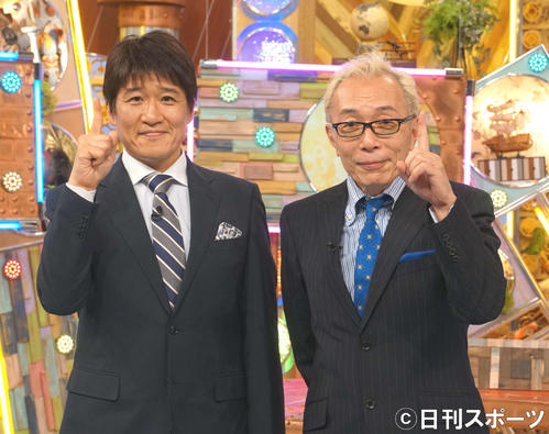 テレビ朝日系新バラエティー番組「ポツンと一軒家」の会見に出席した林修氏（左）と所ジョージ（撮影・遠藤尚子）