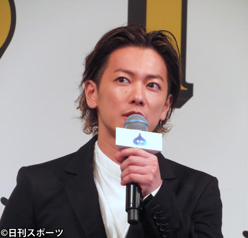 映画「ドラゴンクエスト　ユア・ストーリー」完成報告記者会見で熱く語る佐藤健（撮影・川田和博）